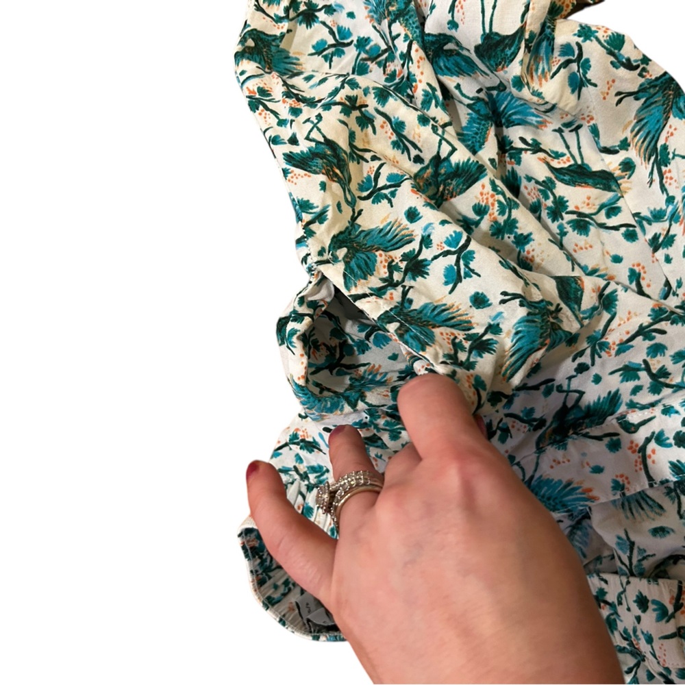 Anthropologie Onia "Mila" Crane Bird Print Wide Leg boho costal Pants resortwear - Picture 6 of 7